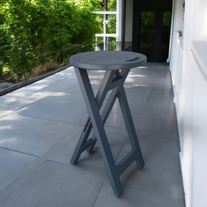 Gray graphite chair Folding wooden ash bar or kitchen stool