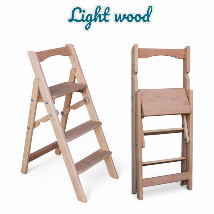 Folding wooden small step ladder