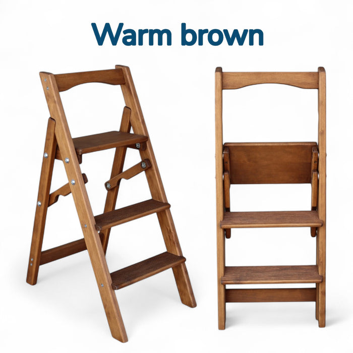 Small Folding wooden small step ladder 3 steps
