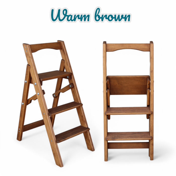 Folding wooden small step ladder