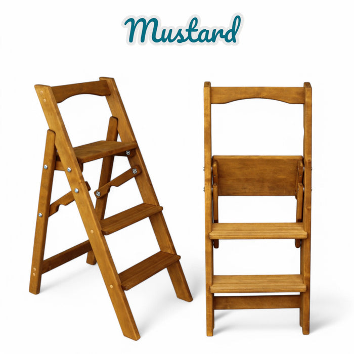 Folding wooden small step ladder
