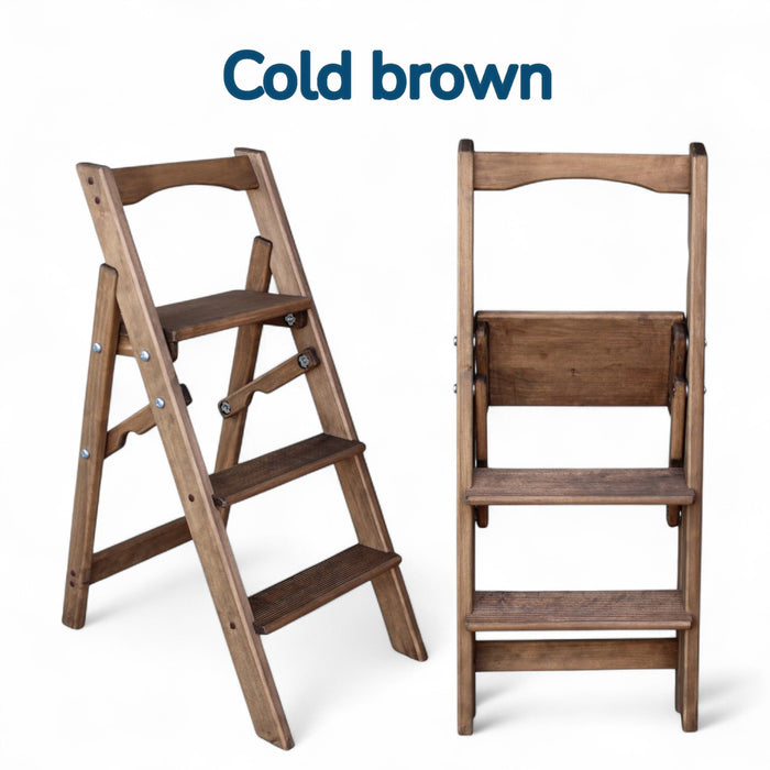 Small Folding wooden small step ladder 3 steps