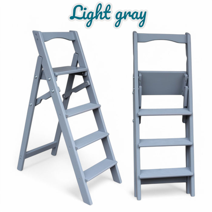 Folding wooden step ladder