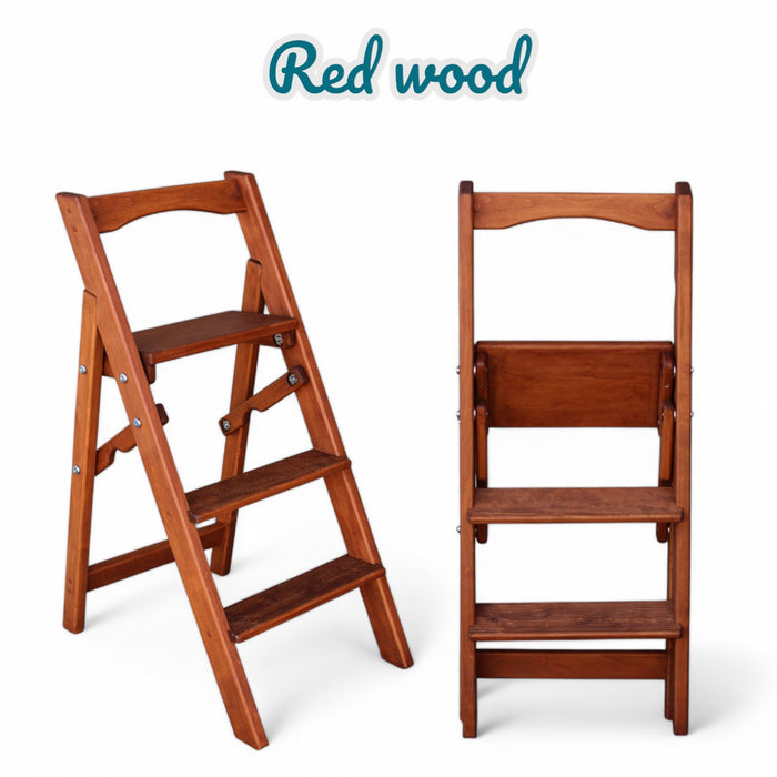 Folding wooden small step ladder