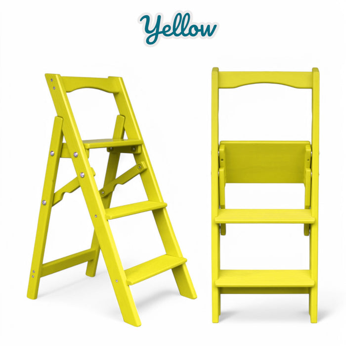 Folding wooden small step ladder