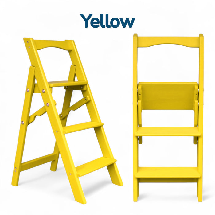 Small Folding wooden small step ladder 3 steps