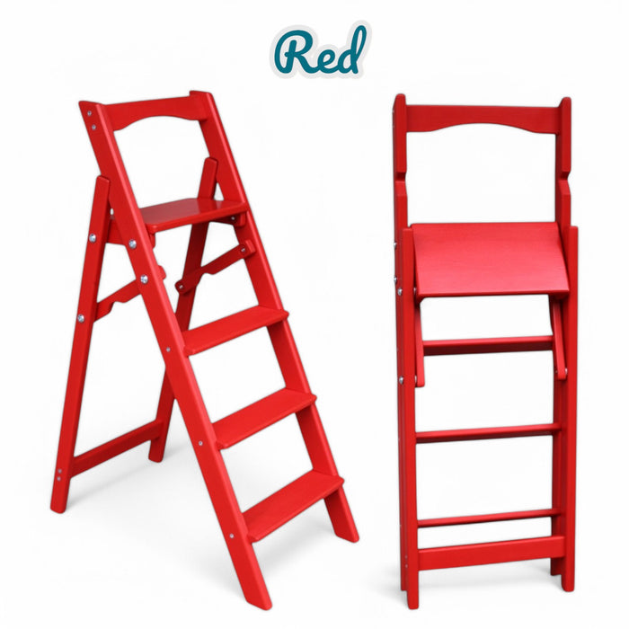 Folding wooden step ladder
