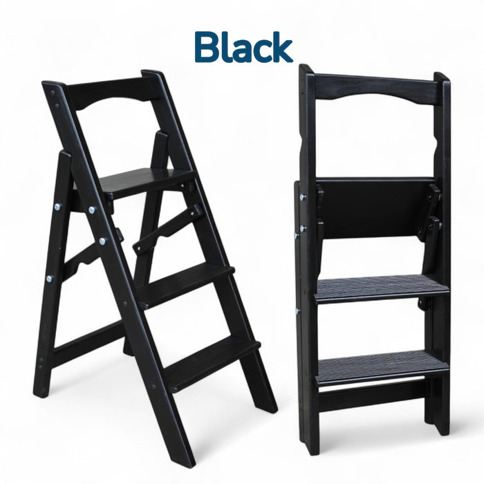 Small Folding wooden small step ladder 3 steps