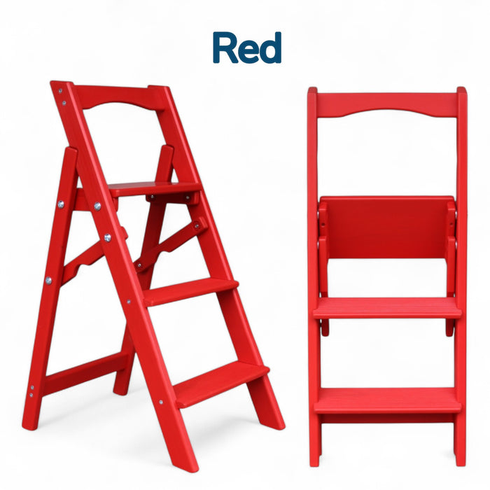 Small Folding wooden small step ladder 3 steps
