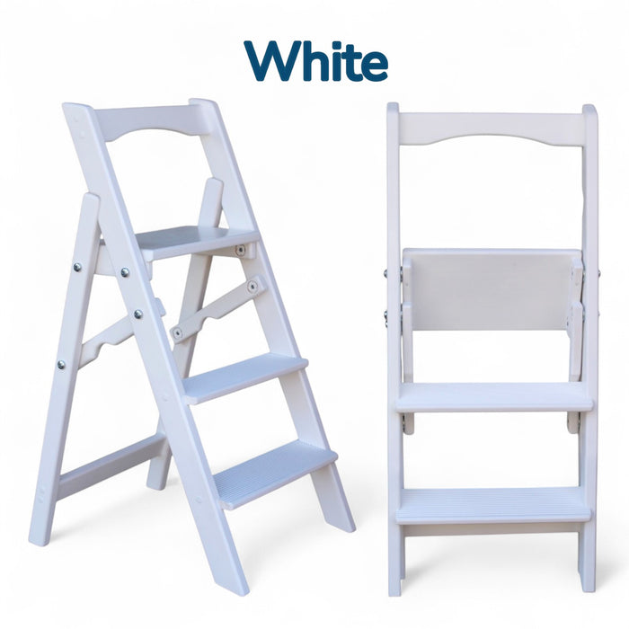 Small Folding wooden small step ladder 3 steps