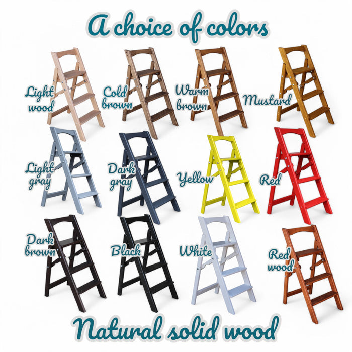 Folding wooden small step ladder
