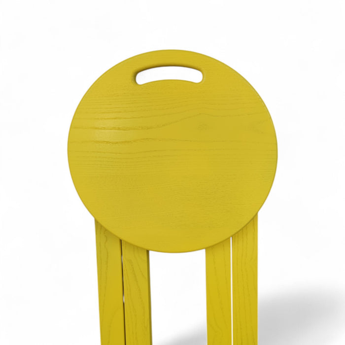 Yellow chair Folding wooden alder bar or kitchen stool