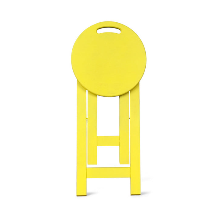 Yellow chair Folding wooden alder bar or kitchen stool