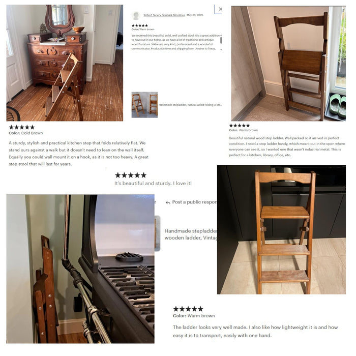 Small Folding wooden small step ladder 3 steps