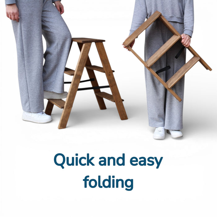 Natural Wooden folding small ladder