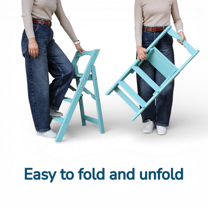 Small Folding wooden small step ladder 3 steps