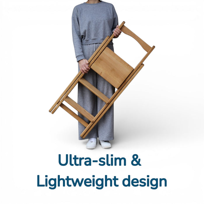Thin folding wooden step ladder
