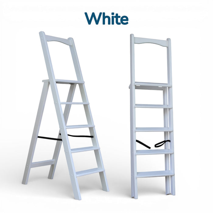 High Wooden Folding step ladder with 5 steps