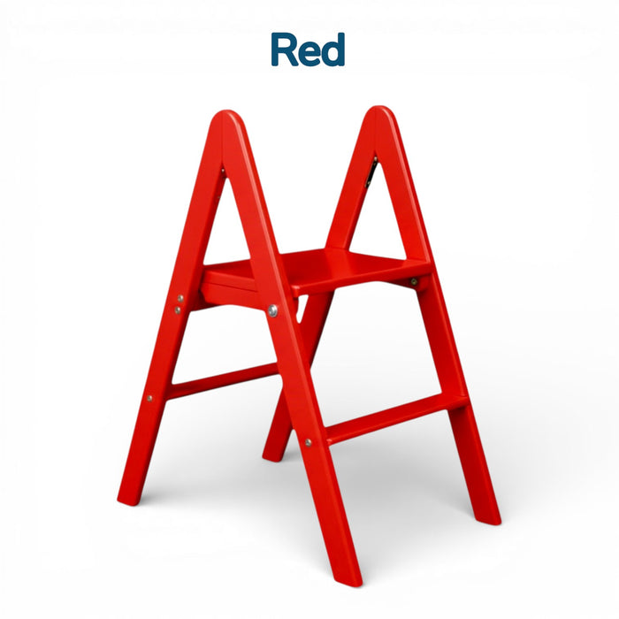 Low natural wooden ladder folding small stepladder