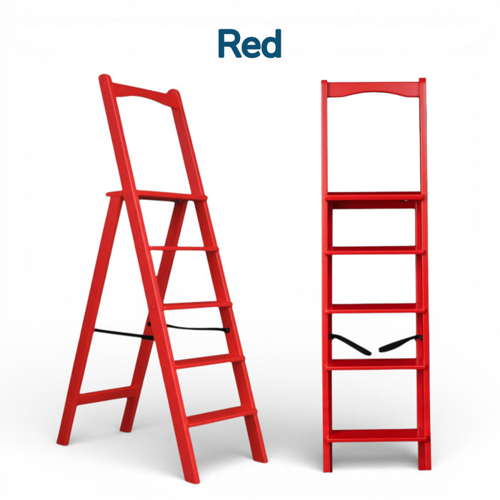 High Wooden Folding step ladder with 5 steps