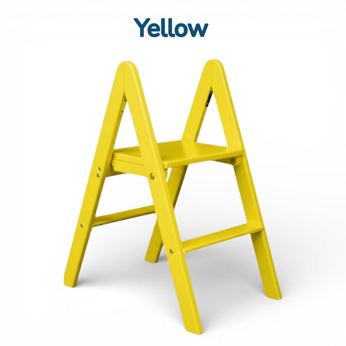 Low natural wooden ladder folding small stepladder