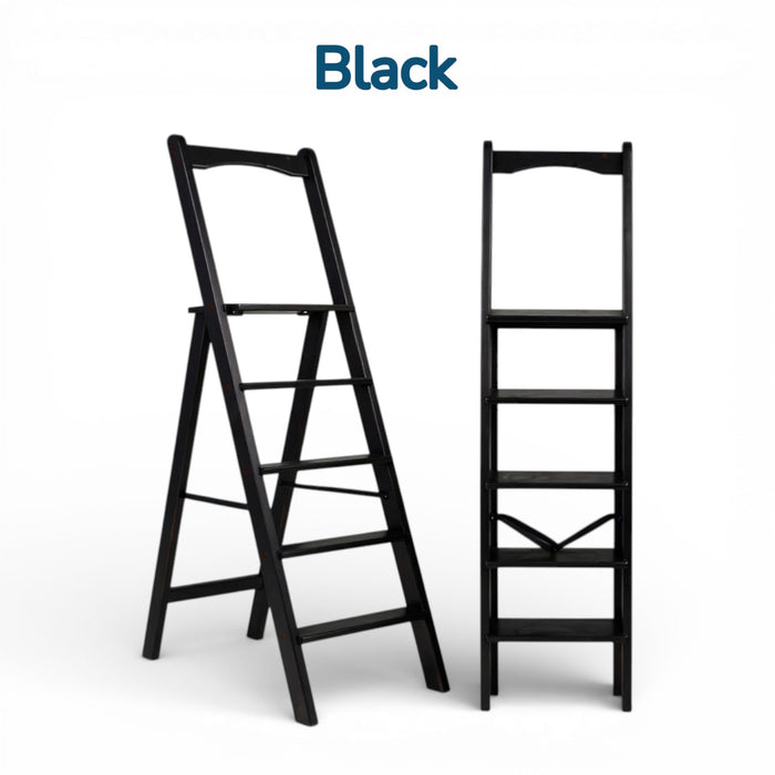 High Wooden Folding step ladder with 5 steps