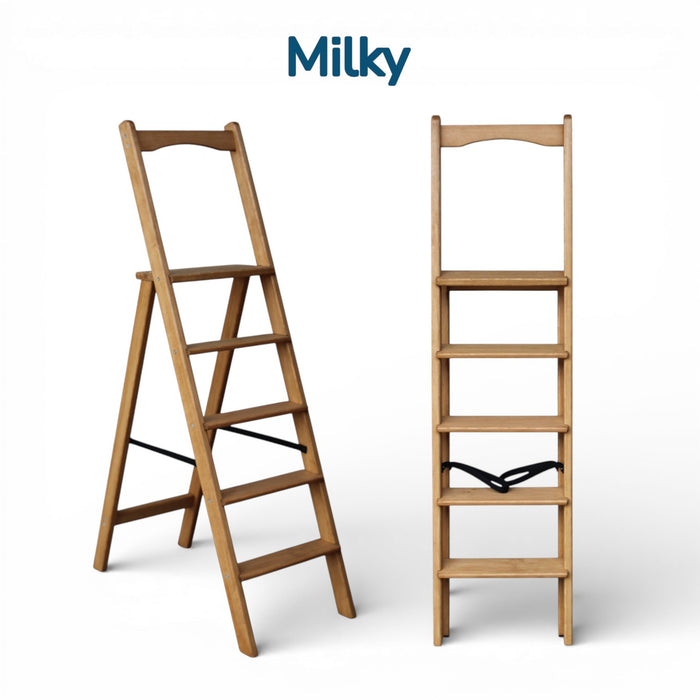 High Wooden Folding step ladder with 5 steps