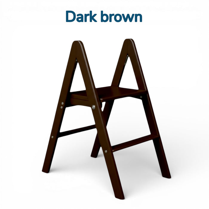 Low natural wooden ladder folding small stepladder