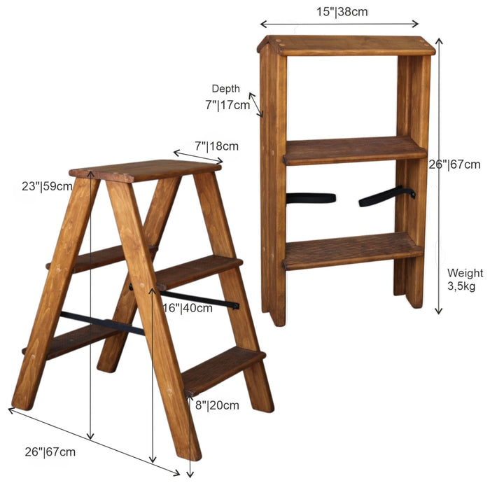 Natural Wooden folding small ladder