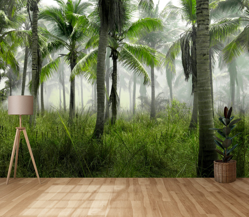 Rainforest in the Fog on Self-Adhesive Fabric or Non-Woven Wallpaper