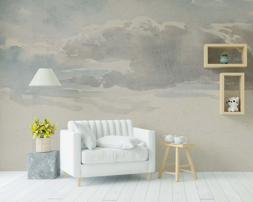 Cloudy Sky Vintage Painting on Self-Adhesive Fabric or Non-Woven Wallpaper