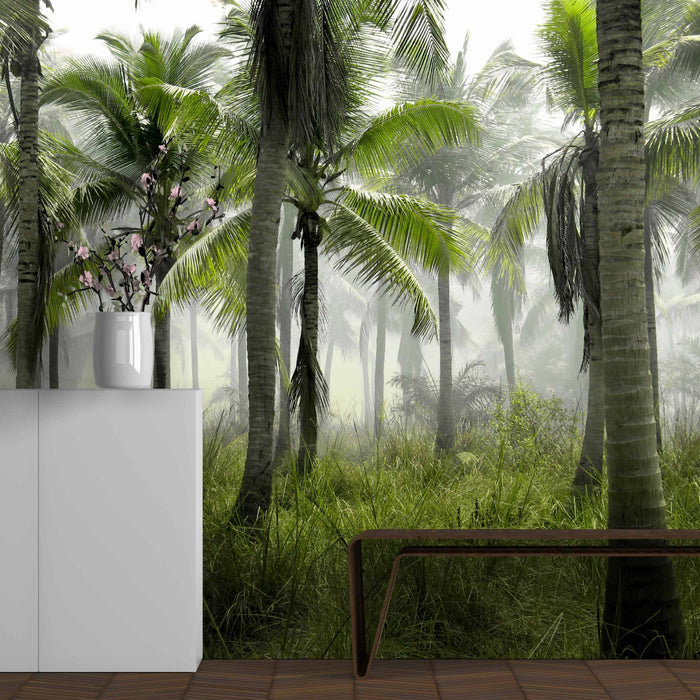 Rainforest in the Fog on Self-Adhesive Fabric or Non-Woven Wallpaper